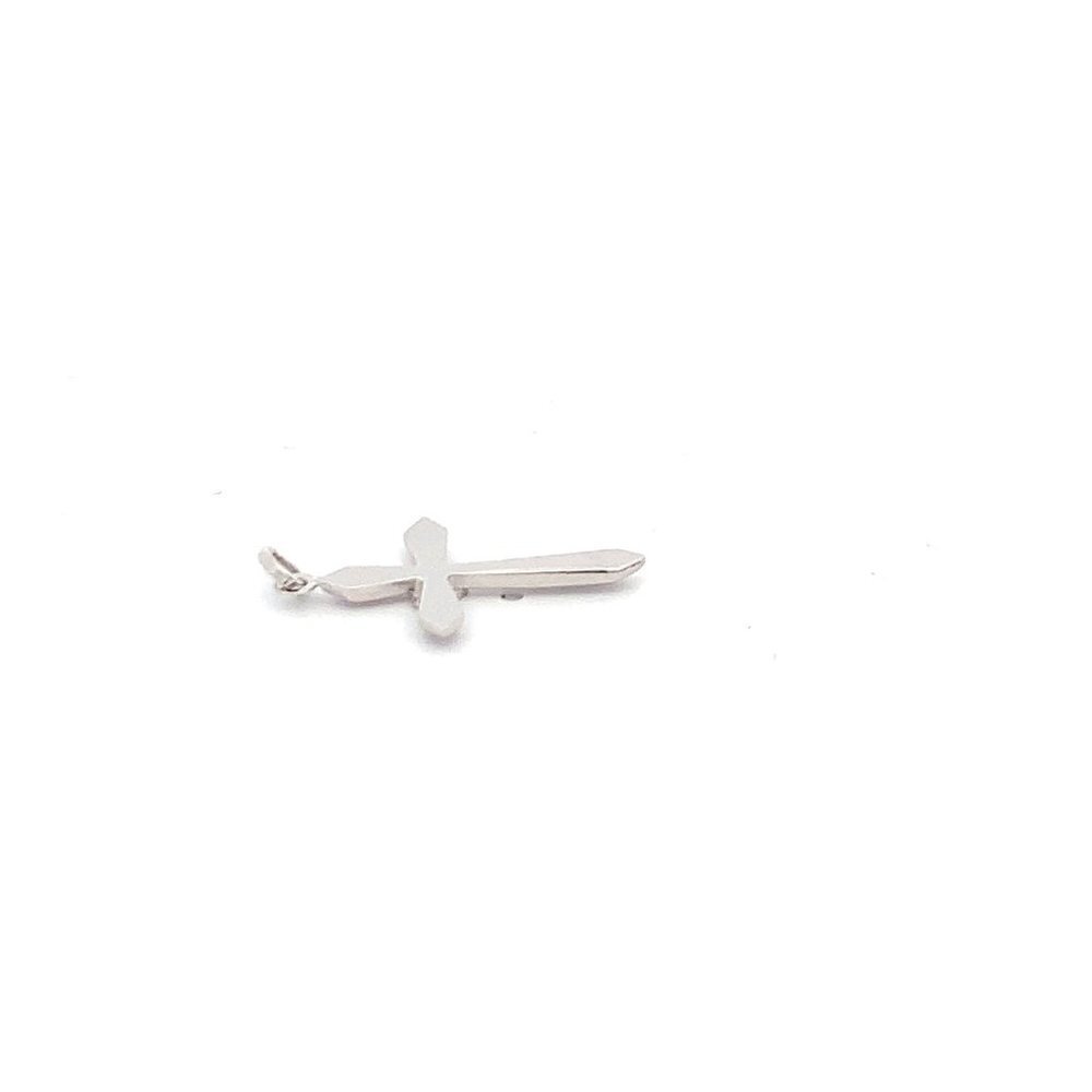 18K White Gold Pendant Cross Religious Small 0.88 grams with Defects - Picture 11 of 13